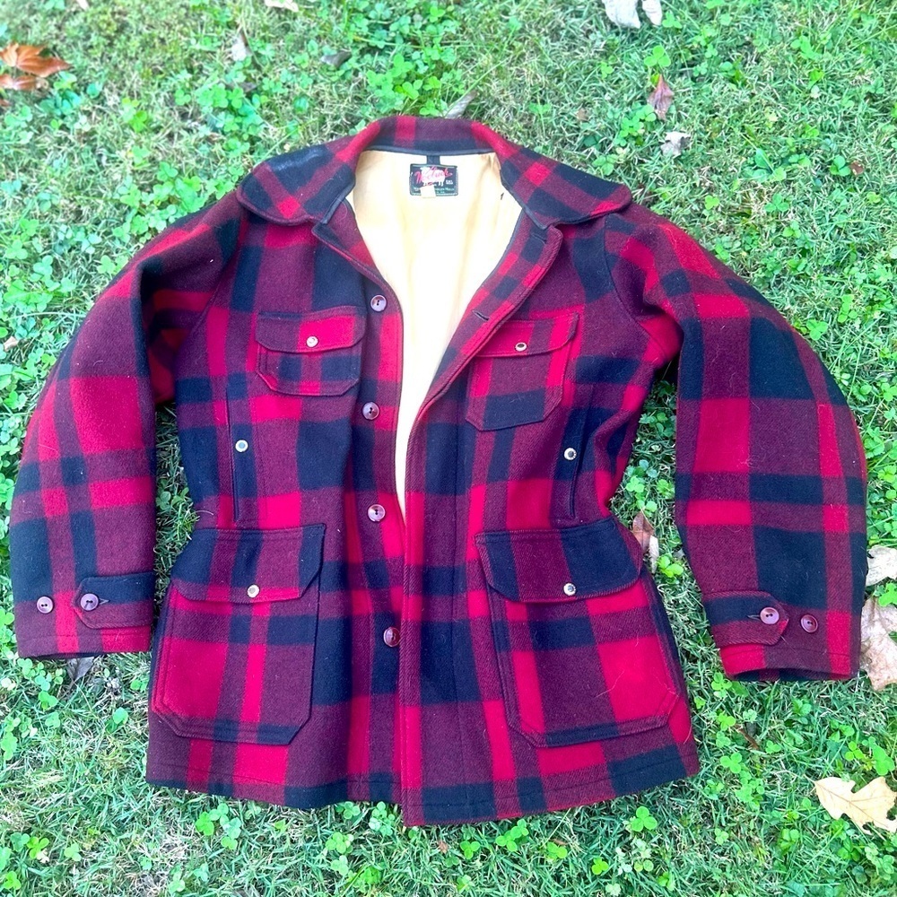 Vintage 1950’s Woolrich Plaid Wool Coat with Buttons and Pockets